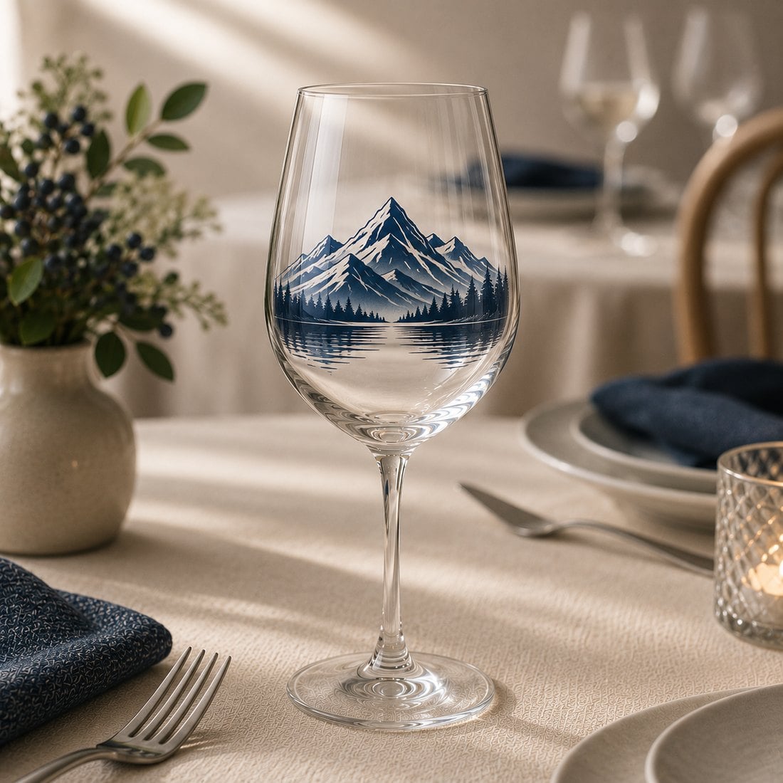Logo wine glasses at a gala