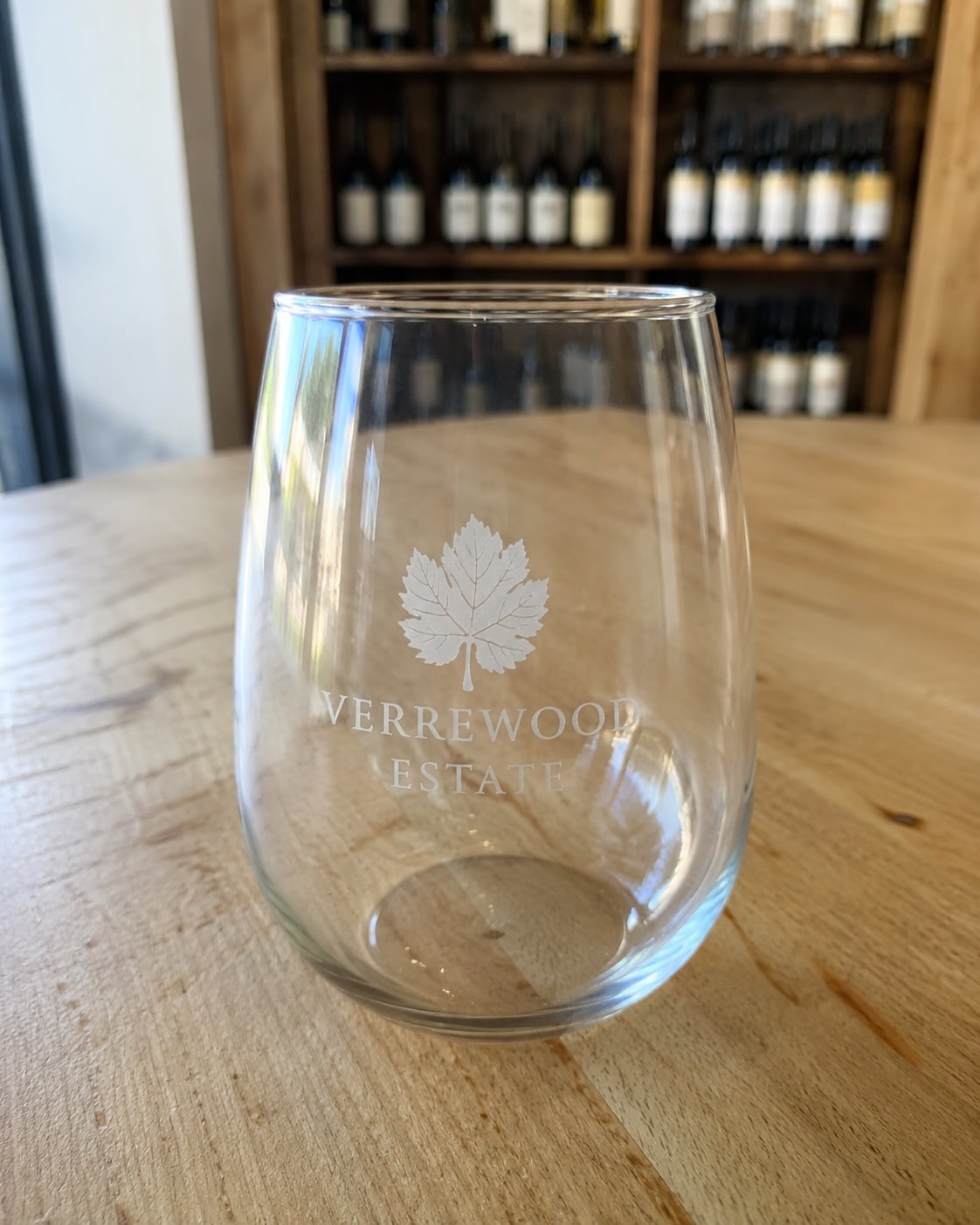 Etched winery wine glass — customer photo