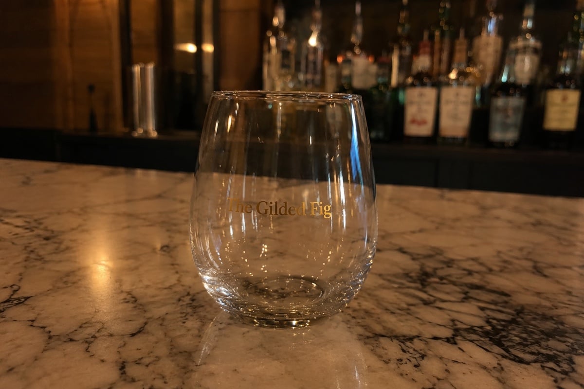 Printed wine glasses at an event